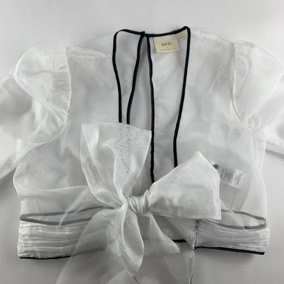 Anthropologie Maeve Sheer Bow Front Jacket L - Picture 3 of 8